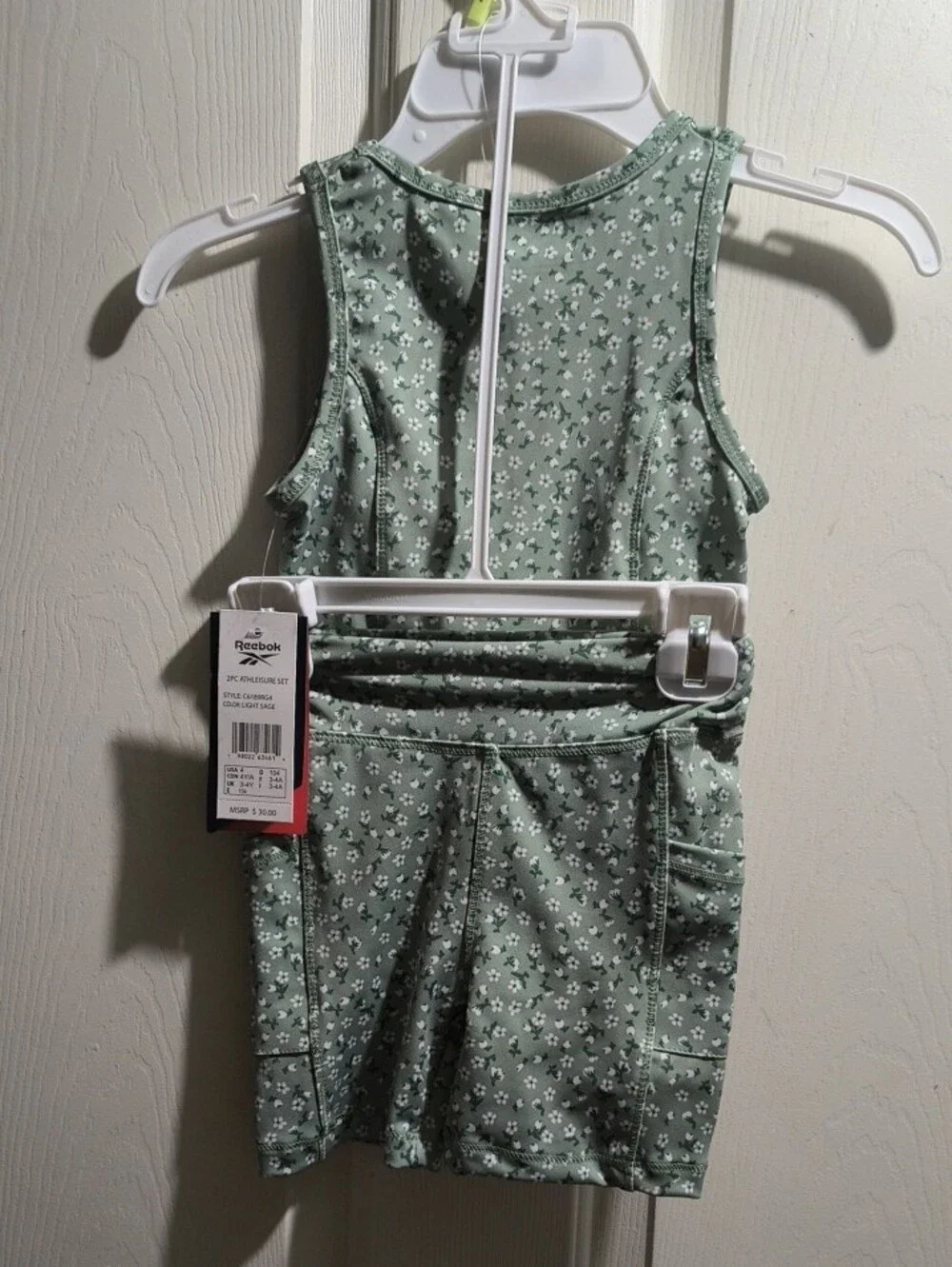 Reebok Girls' Sage Green Floral Athletic Tank & Shorts Set